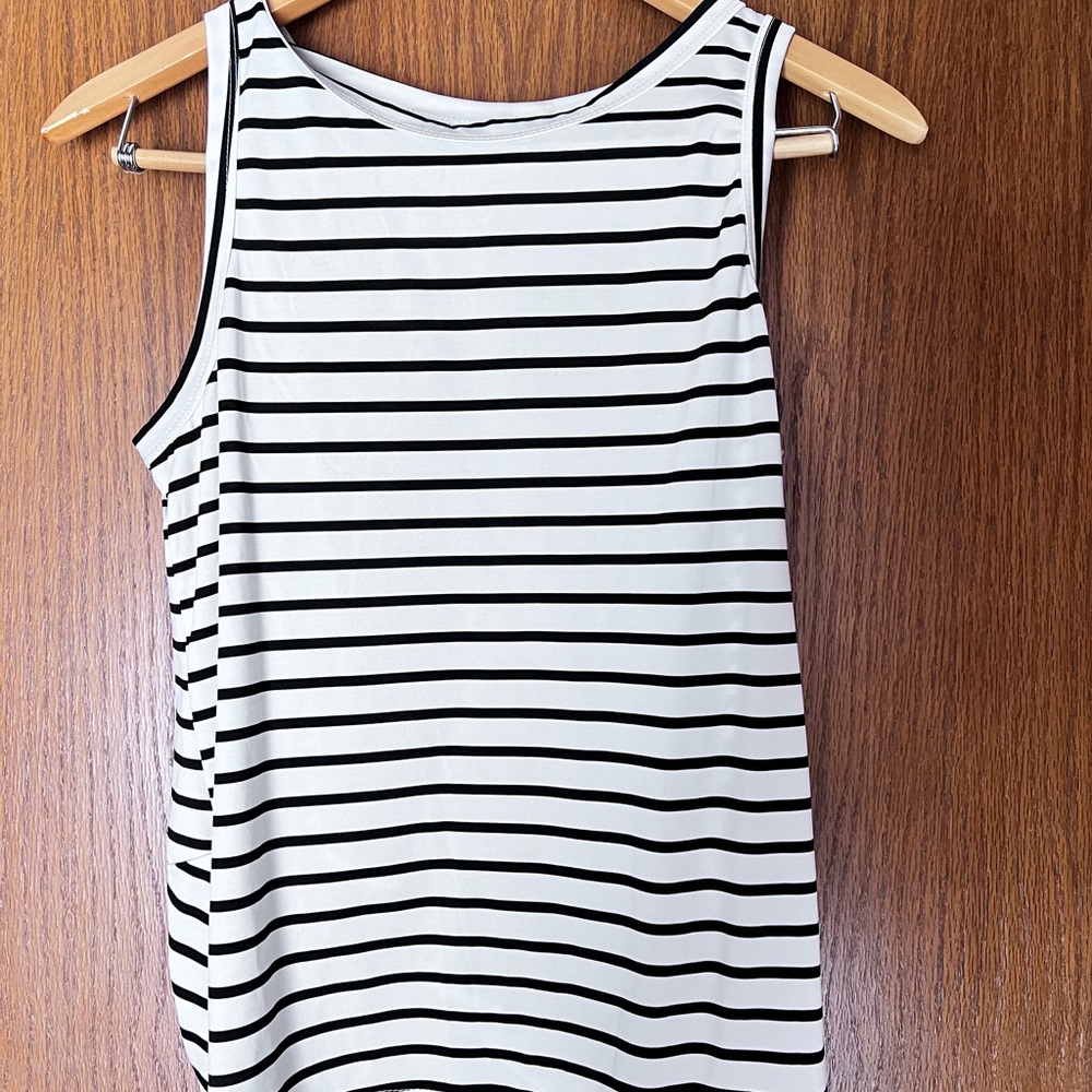 Striped Sleeveless Tank Top - White/Black